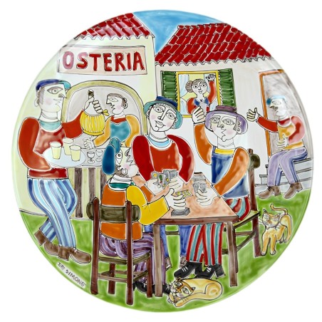 Piatto tondo decorativo DS 35 cm Briscola in Osteria Piatto tondo decorativo DS 35 cm Briscola in Osteria